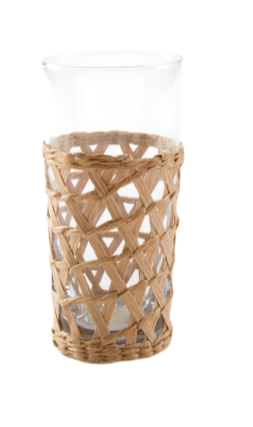 Wicker Wrap Natural Tall Beverage Glass by TABLEAU