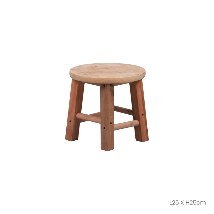 WOODEN STOOL RD LOW (HFH6510)