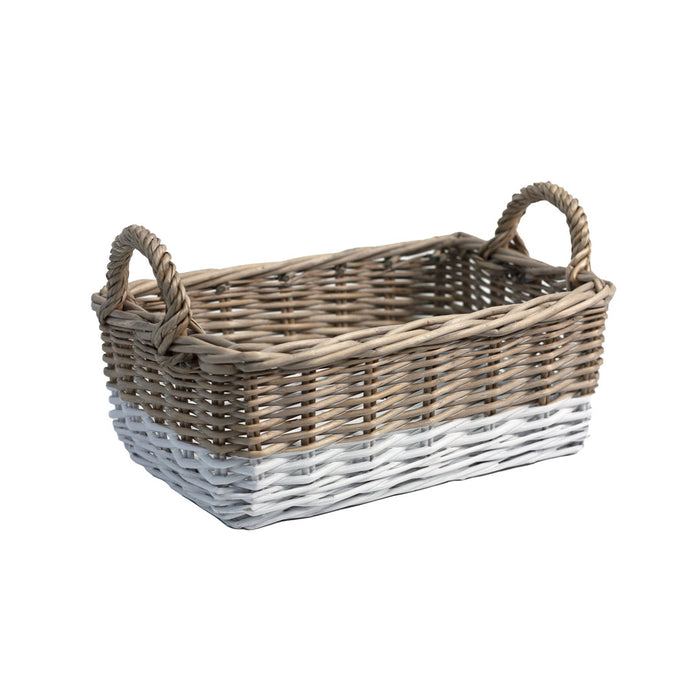 Woven Rectangular White Basket