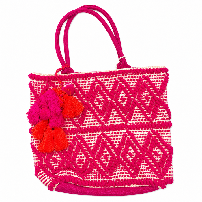 Woven Tassel Tote Bag