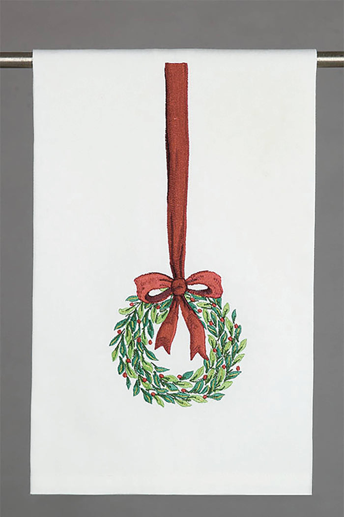 Wreath Bow Kitchen Towel - Christmas-[product_category]-Whatsoever Things