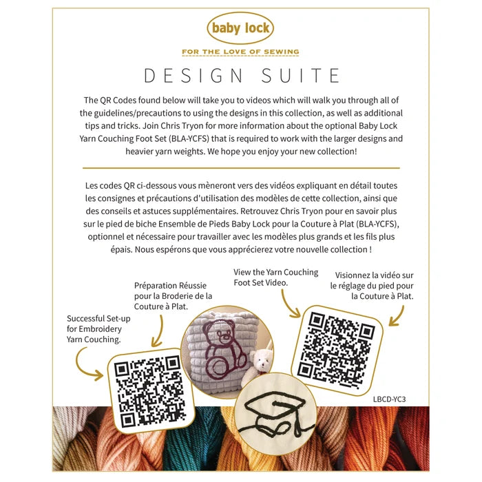 Yarn Couching Embroidery Design Collection #4 - Baby Lock Design Suite