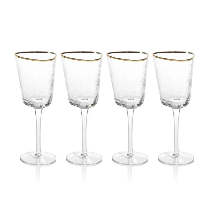 Zodax Aperitivo Triangular Champagne Flute - Clear with Gold Rim