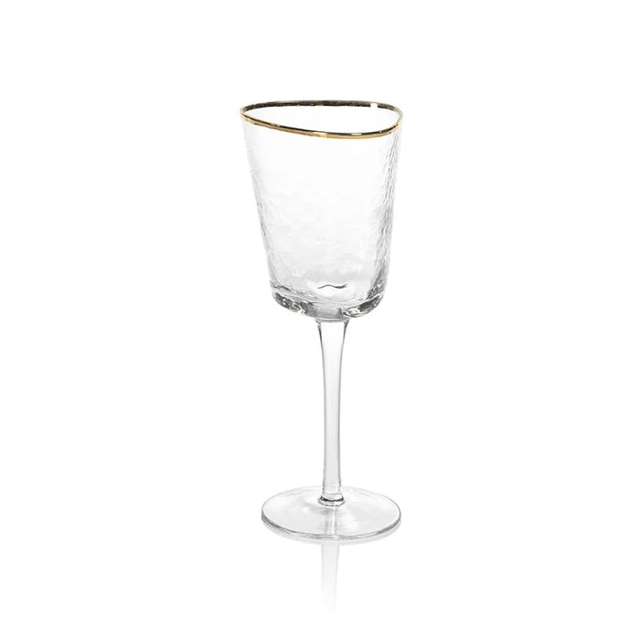 Zodax Aperitivo Triangular Wine Glass - Clear with Gold Rim